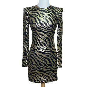 Aqua Sequin Zebra print Long Sleeve Bodycon Dress Size Small NWT